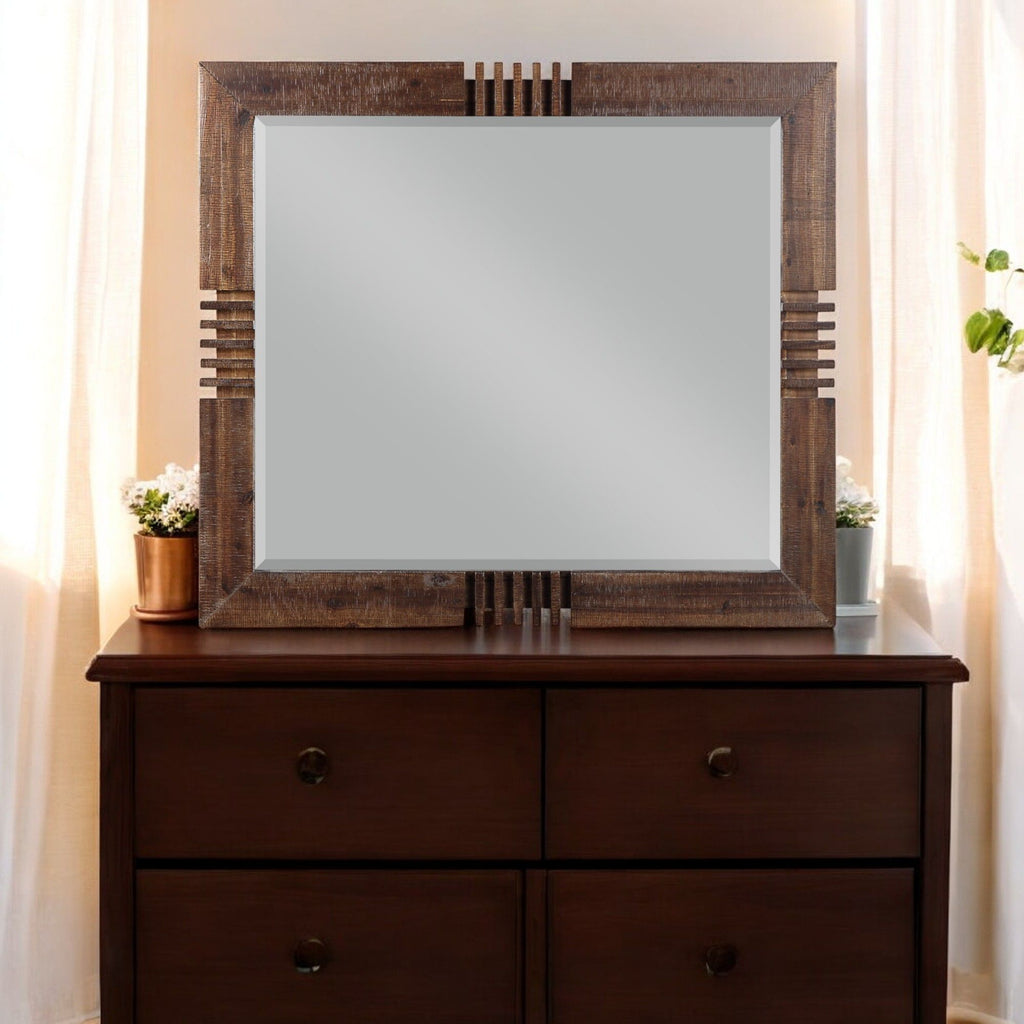 Reclaimed Oak Mirror with Beveled Glass - Oak