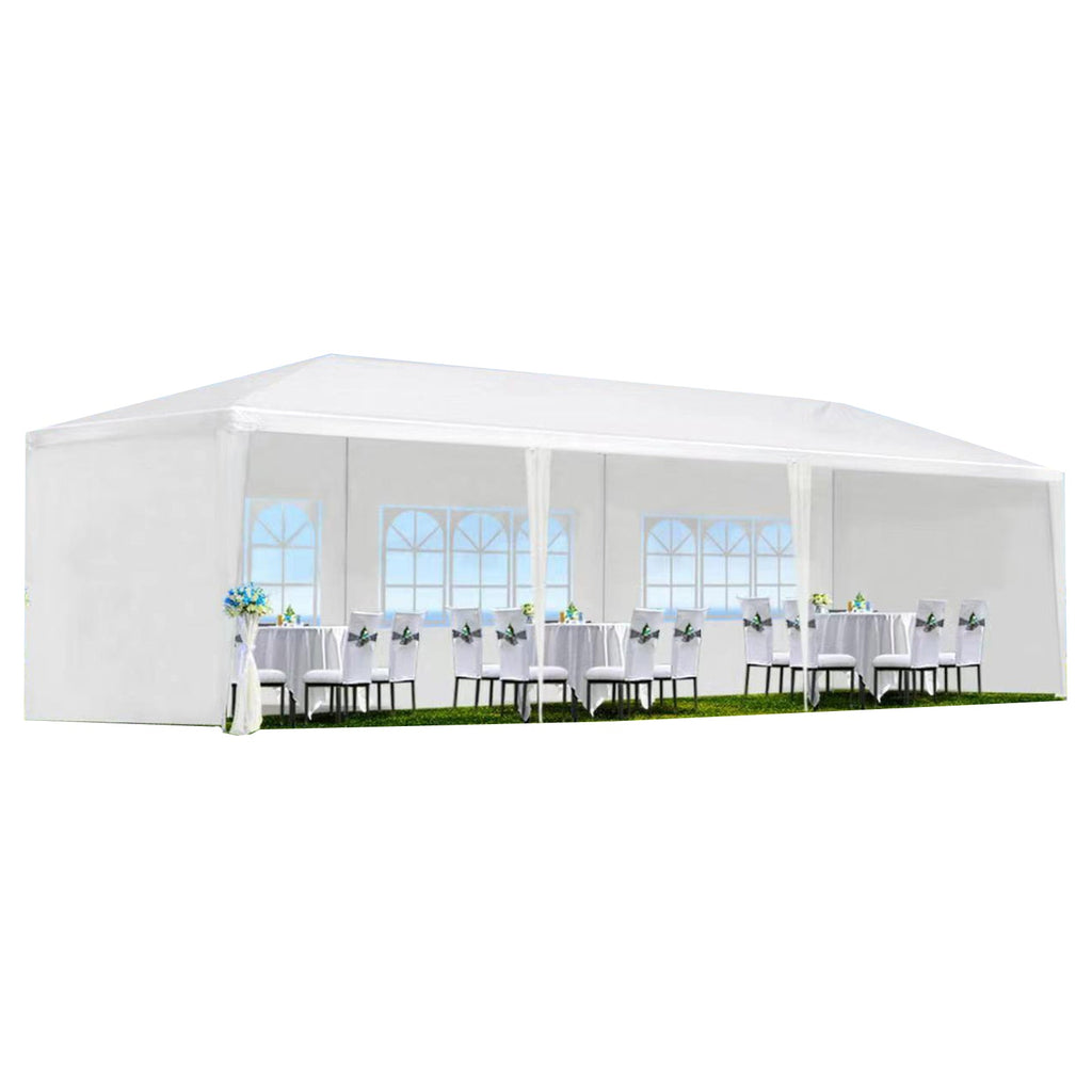 10x30' Outdoor Garden Gazebo Canopy with Removable Sidewalls - White