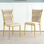 Modern Dining Chair Set with Plated Metal Legs - Multiple Colors