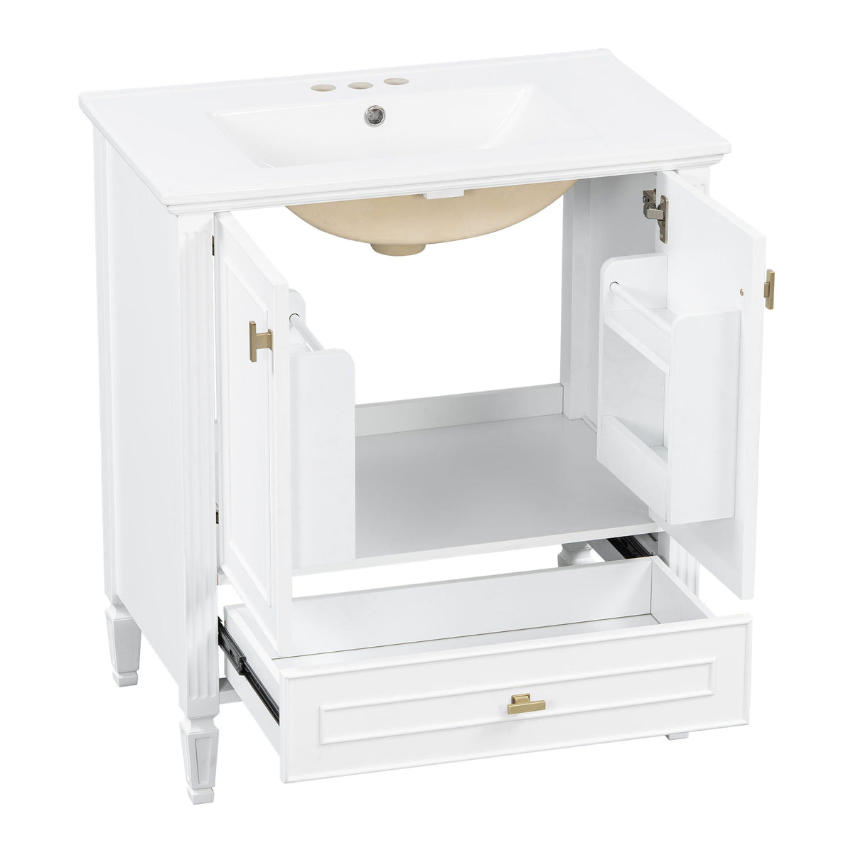 Freestanding Vanity with Drawer & Soft Close Doors - Green or White