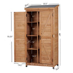Outdoor Storage Shed with Vertical Tool Cabinet - Solid Wood, Dark Gray or Light Brown