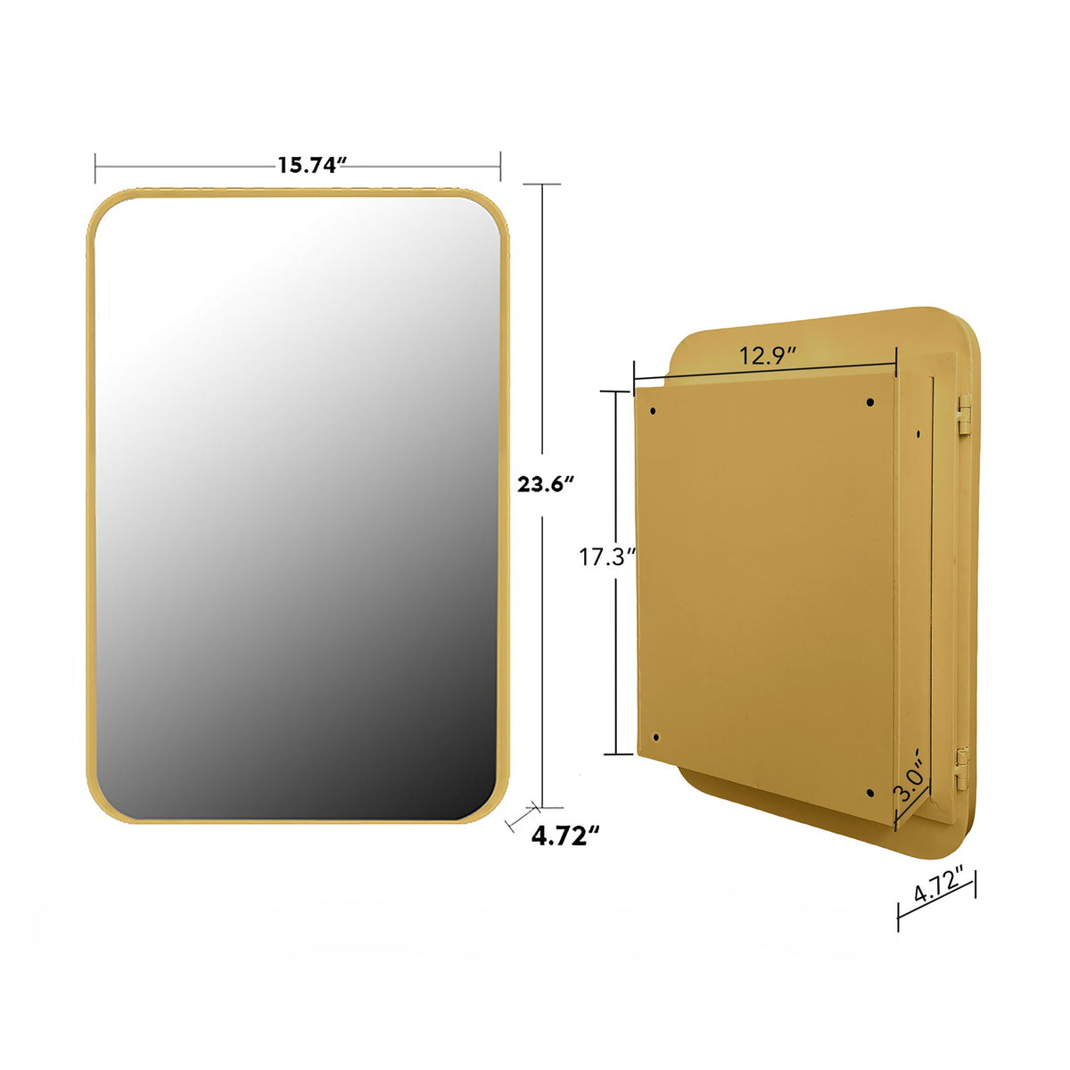 Recessed Metal Framed Medicine Cabinet with Adjustable Shelves - Black, White, or Gold