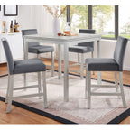 Counter Height 5 Piece Dining Set with Upholstered Chairs - Black or Pearl Silver