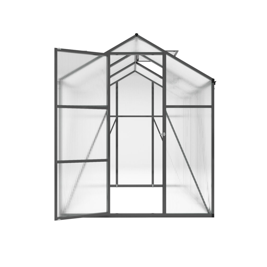 Windproof Greenhouse with Raised Base - Polycarbonate Panels - Black