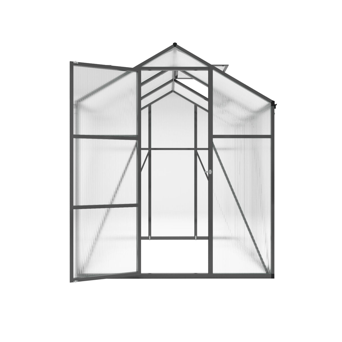 Windproof Greenhouse with Raised Base - Polycarbonate Panels - Black