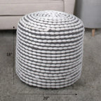 Handcrafted Cylindrical Accent Pouf with Water Resistant Fabric - White, Green, Black