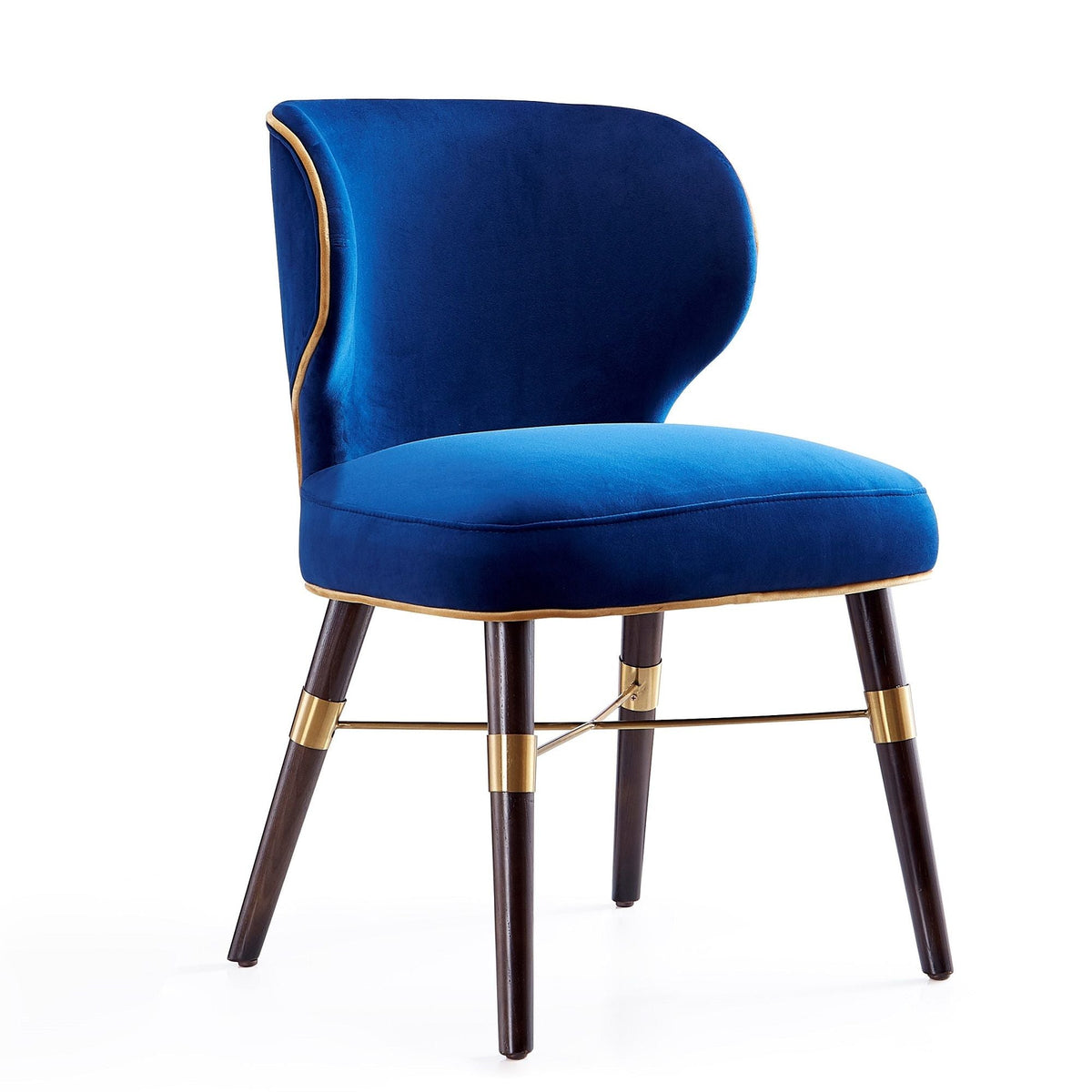 Strine Dining Chair with Wood Frame and Modern Upholstery - Available in Dark Gray or Blue