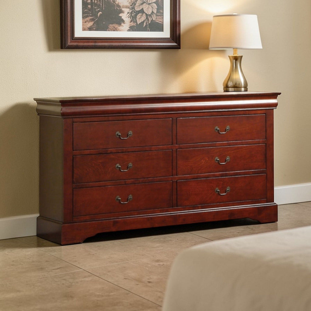 Louis Philippe III Dresser with Durable Wood Construction - Black or Dark Brown