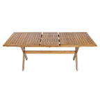 Acacia Wood Outdoor Dining Set 7-Piece with Large Table and 6 Chairs - Teak or Beige