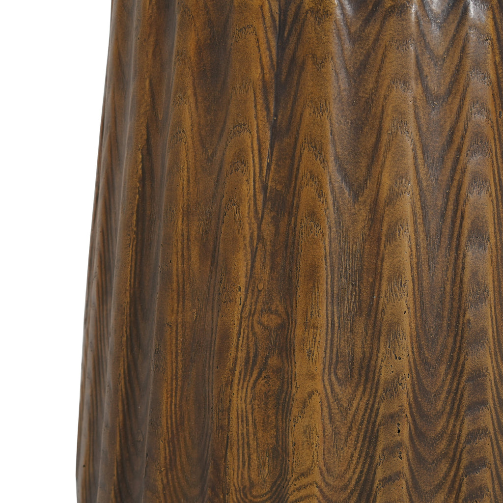 Tree Stump Style Side Table with Weather-Resistant Construction - Natural Wood Look