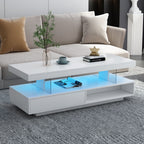 LED Coffee Table with 2 Drawers and Display Shelves - Black or White