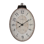 Antique Oval Wall Clock with Easy-Hang Design - Ivory