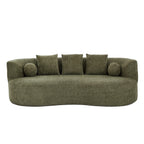 Curved Modern Boucle Sofa with Upholstered Finish - Forest Green, Beige, Camel