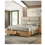 Contemporary Storage Platform Bed with Ultra Plush Headboard - Light Brown