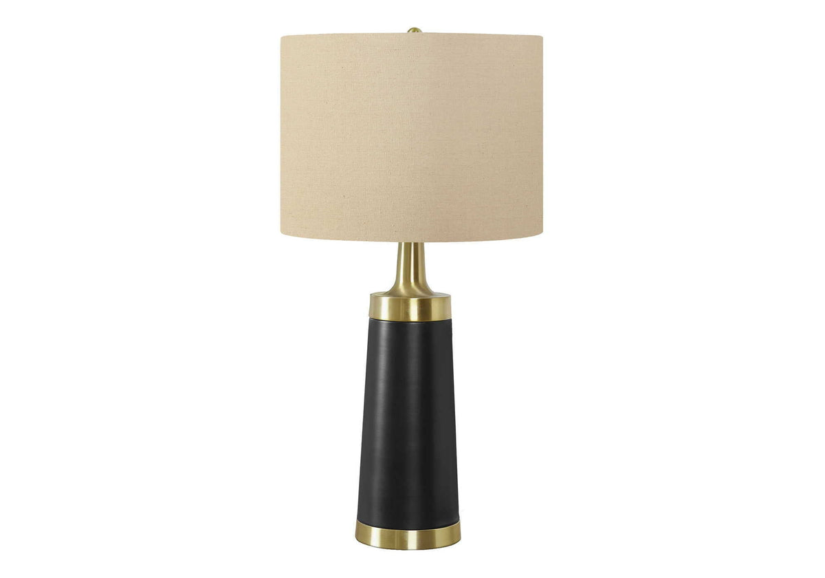 Contemporary Table Lamp with Linen Shade - Black & Cream