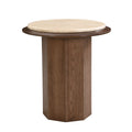 Walnut End Table with Travertine Top - Contemporary Design