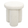 Ivory Accent Stool with Sherpa Upholstery - Wesley