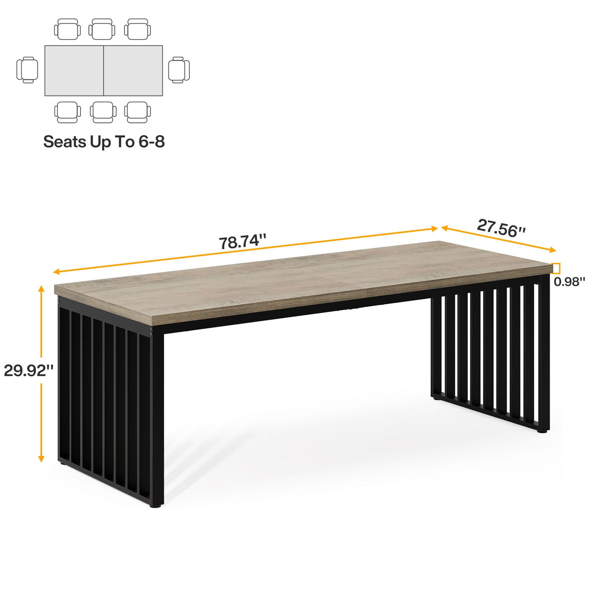 Double Computer Desk for 2 Person with Extra Long Workstation - Dark Gray or Light Brown