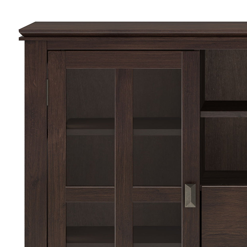 Tall TV Media Stand with Adjustable Storage - Dark Chestnut Brown