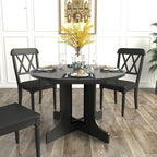 Expandable Oval Farmhouse Dining Table with Removable Leaf and X-Shaped Base - Black