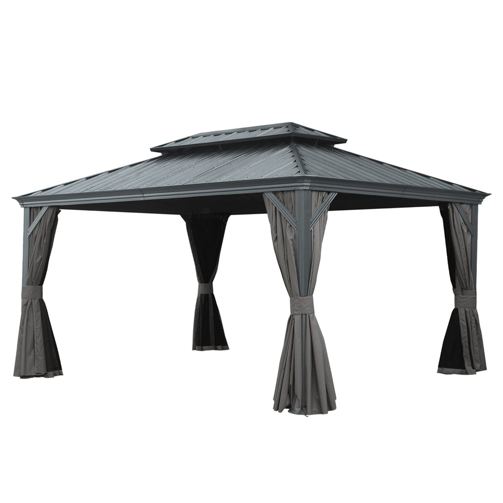 12' x 16' Hardtop Gazebo with Dual-Layer Roof - Aluminum