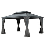 12' x 16' Hardtop Gazebo with Dual-Layer Roof - Aluminum