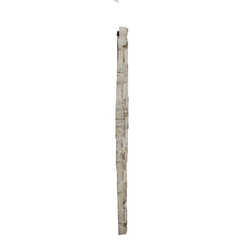 Artistic Diamond Scrollwork Wall Mirror with Fir Wood Frame - Antique White