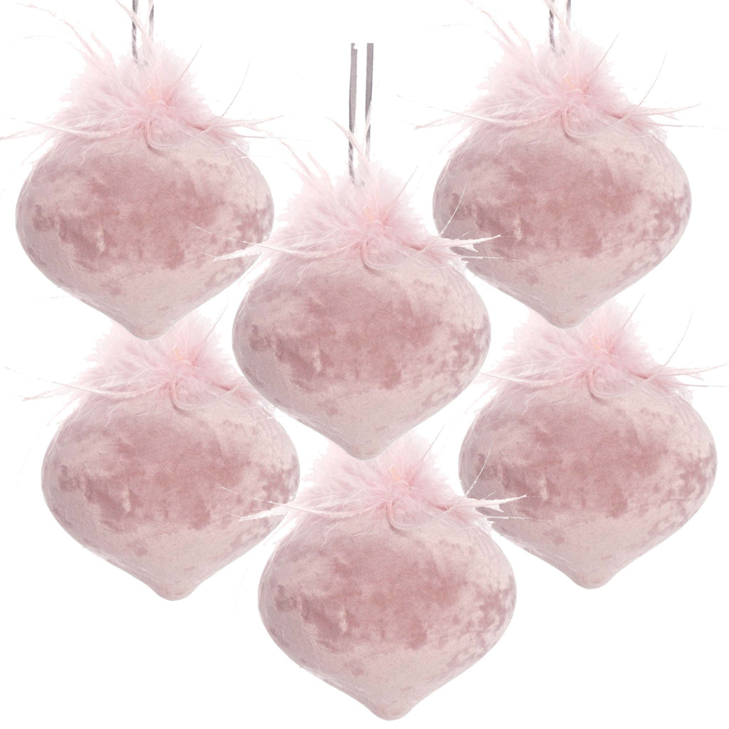 Pink Glass Christmas Ball Ornaments (Set of 6)