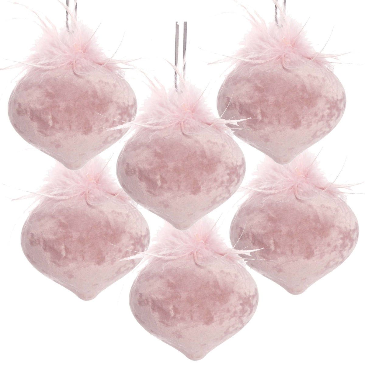 Pink Glass Christmas Ball Ornaments (Set of 6)