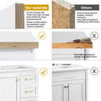 30" White Bathroom Vanity with Soft Close Doors and Ample Storage - White