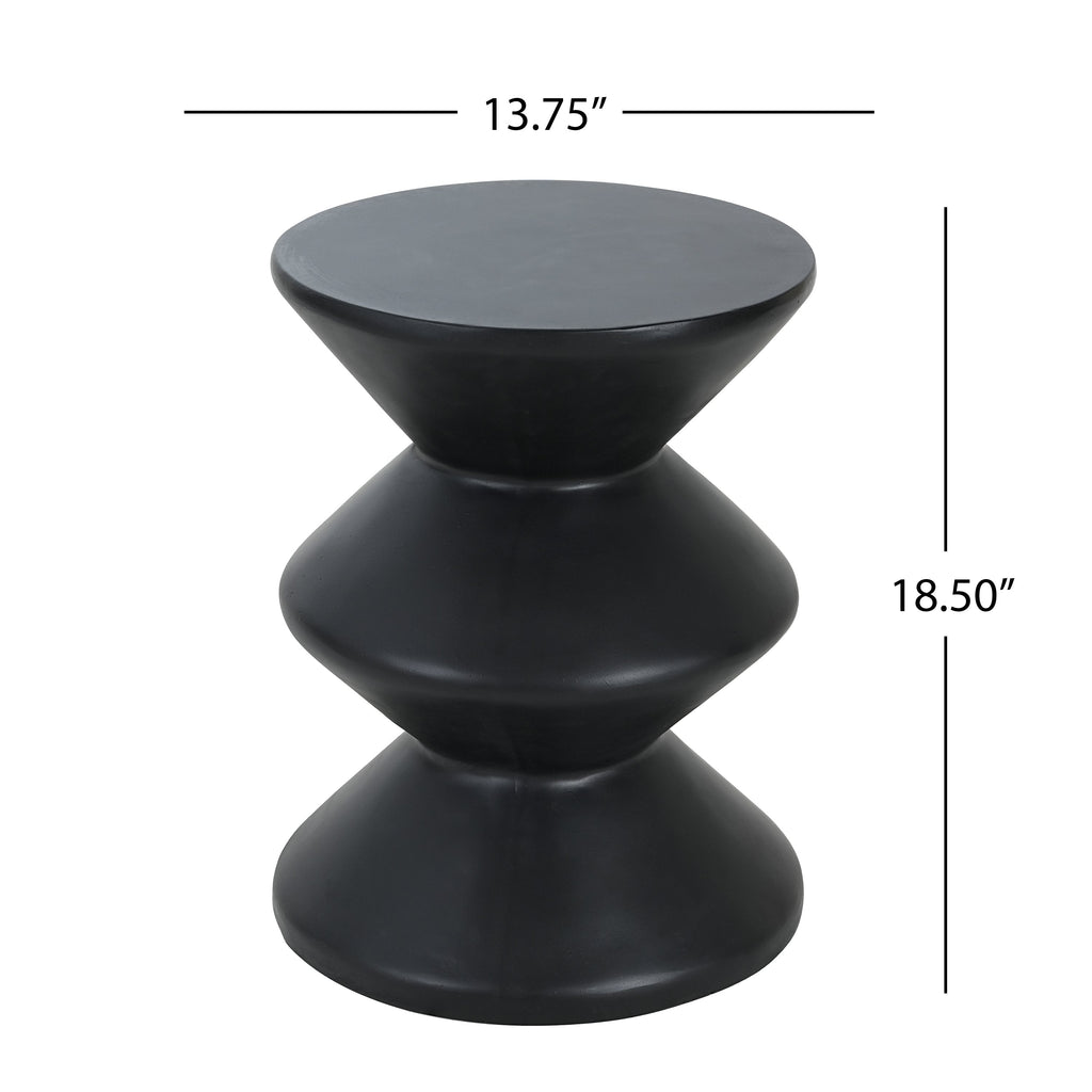 Modern Concrete Side Table with Matte Black Finish - Outdoor & Indoor