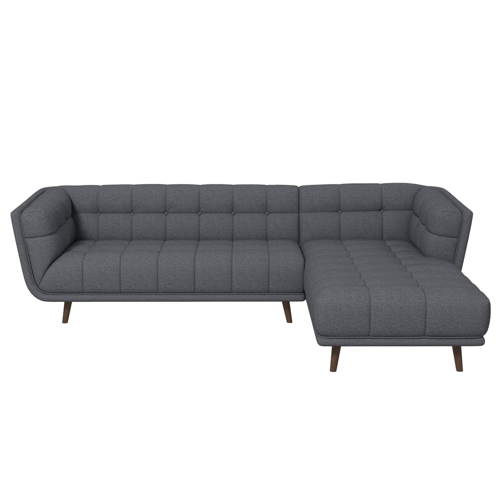 L Shape Sectional Sofa Tufted with Mid-Century Modern Design - Dark Gray or Beige
