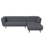 L Shape Sectional Sofa Tufted with Mid-Century Modern Design - Dark Gray or Beige