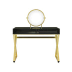 Black & Gold Finish Vanity Desk