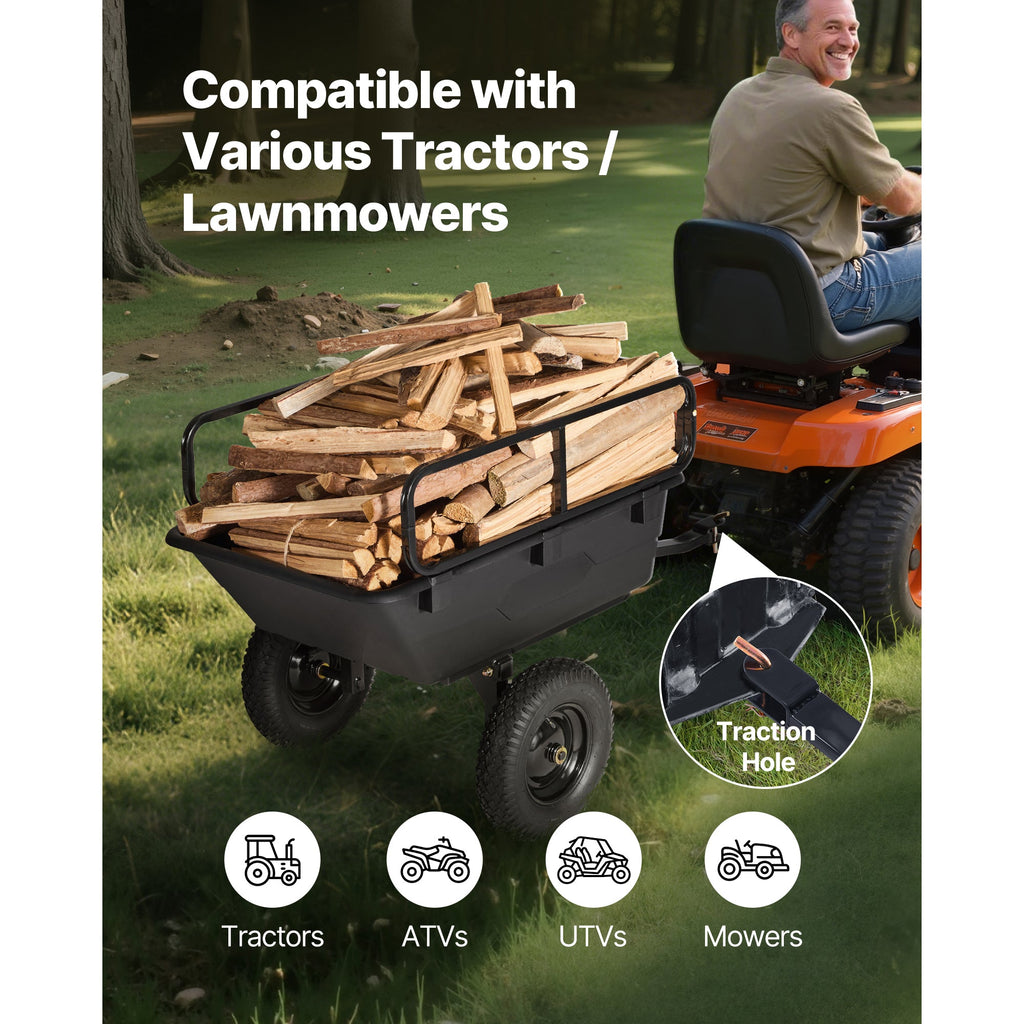 500 lbs Capacity Dump Trailer with Plastic Hopper - Black