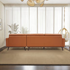 L-Shaped Sectional Couch with Solid Wood Frame and Vegan Upholstery - Yellow or Light Brown