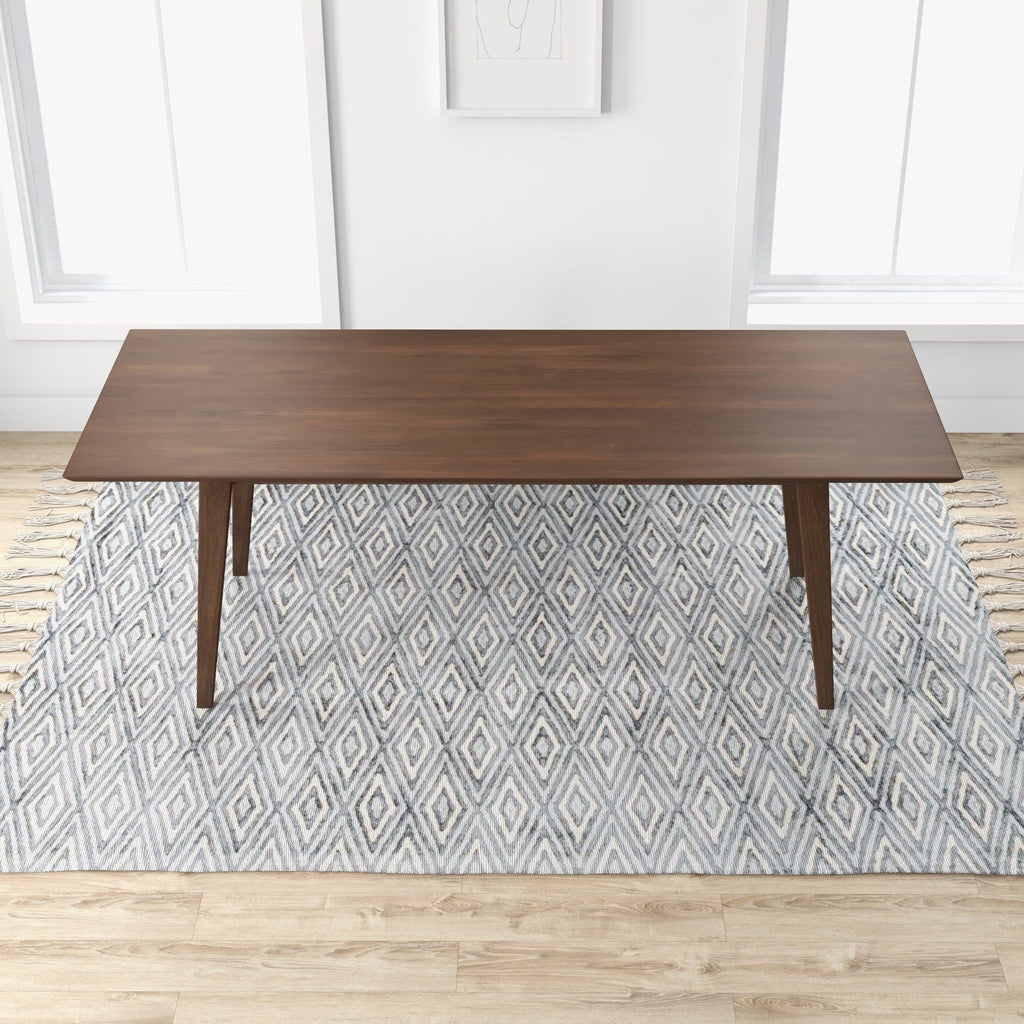 Mid-Century Modern Solid Wood Dining Table with Beveled Edges - Dark Brown or White