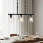 Adjustable Pendant Lighting with Clear Glass Shade - Black or Gold