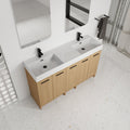 60" Double Sink Bathroom Vanity with Extra-Large Storage - Light Oak