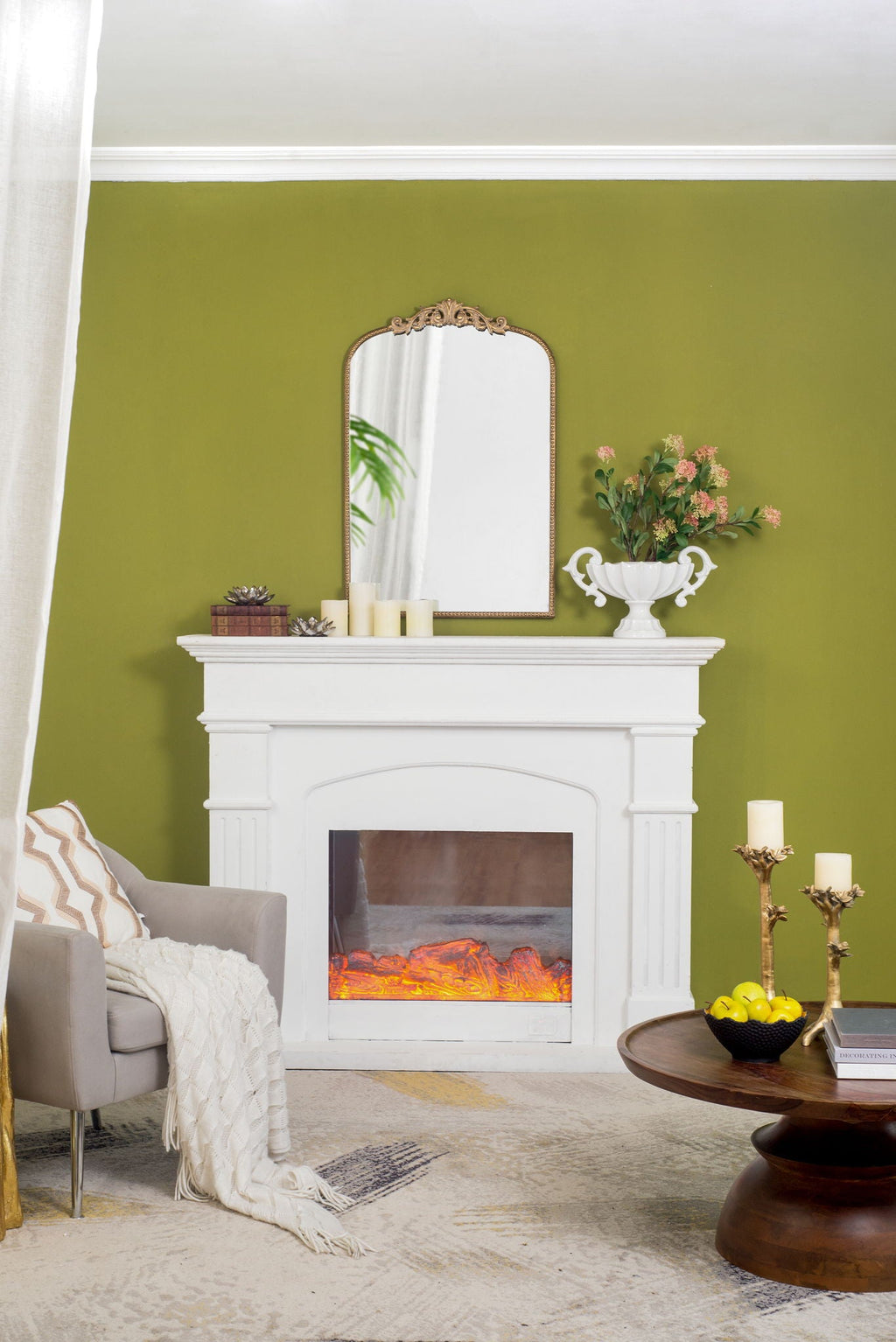 Baroque Inspired Arch Wall Mirror with Ornate Design - Gold or Black