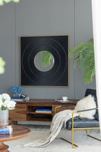 Square Carved Mirror with Pleated Design and Iron Frame - Black or Dark Brown