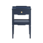 1 Drawer Nightstand with Solid Wood Frame - Blue, Dark Green, or White