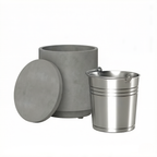 Portable Storage Box Cooler Side Table with Removable Ice Bucket - Concrete