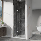 Frameless Bi Fold Shower Doors with Tempered Glass - Chrome