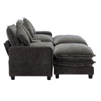 Modern Sectional Sofa with Removable Ottomans, USB Ports - Dark Gray or Light Blue