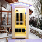 Single Person Spruce Infrared Sauna with Bluetooth Audio - Natural