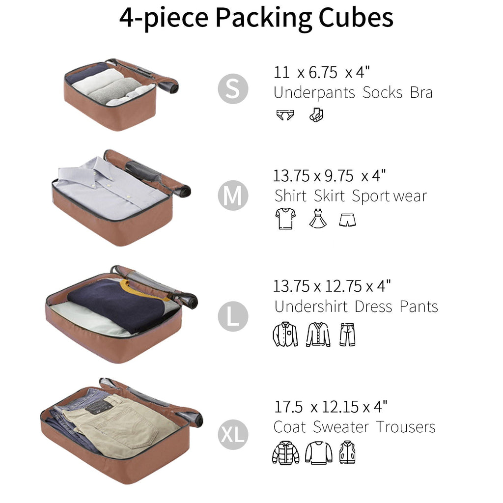 4 Piece Hard Shell Luggage Set with Spinner Wheels - Multiple Colors