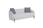Rounded Sofa with Dacron-Wrapped Cushions and Sinuous Springs - White