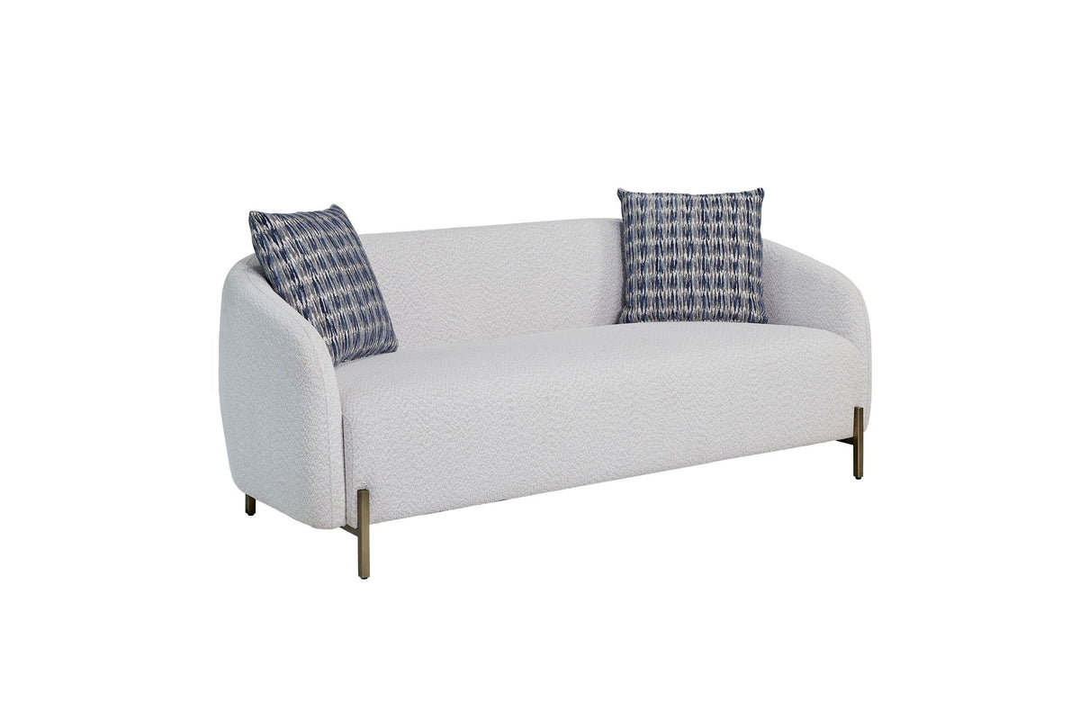 Rounded Sofa with Dacron-Wrapped Cushions and Sinuous Springs - White