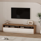 Modern 70" TV Stand with Full Extension Drawers - White or Light Brown